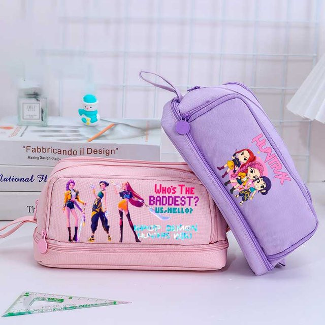 Bandai KPOP Federmäppchen für Schüler mit großem Stauraum und 4 Fächern sowie doppelseitigem Reißverschluss - Bild 1
