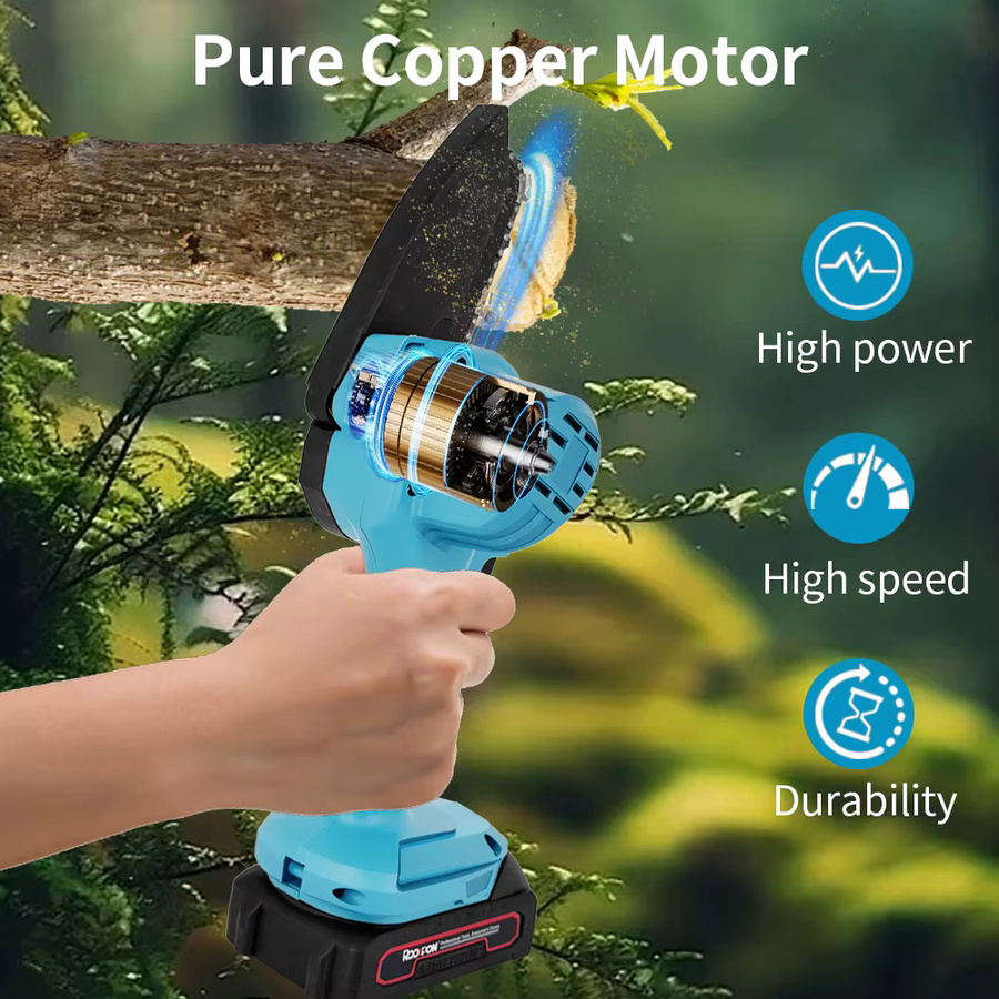 RDDSPON Mini-Kettensäge für Holzbearbeitung in Blau, kompatibel mit Makita 21 V Akku, 4/6 Zoll - Bild 2