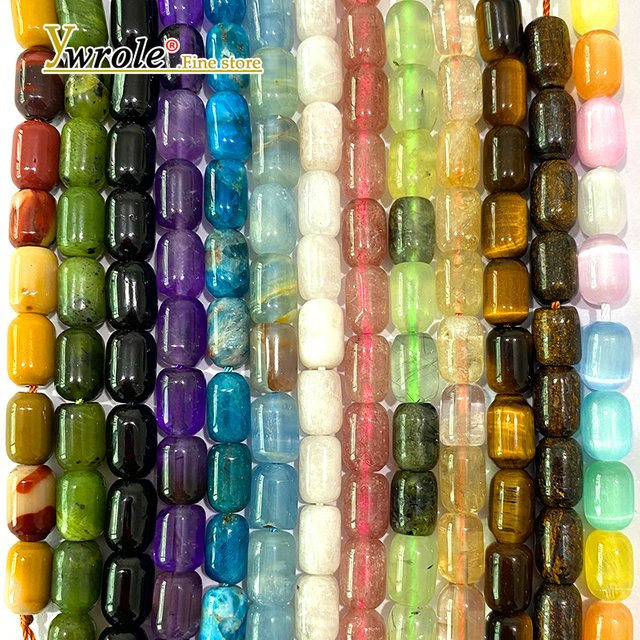 YWROLE Spacer Perlen, Zylinder Apatit Turmalin Aquamarin, Schwarz, Unisex - Bild 1