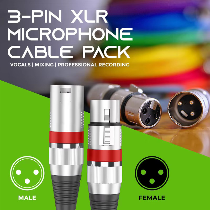 Professionelles XLR 3-Pin Audio-Verlängerungskabel von XLR Männlich zu Weiblich in Orange für Mikrofone, Mixer und Lautsprecher - Bild 3