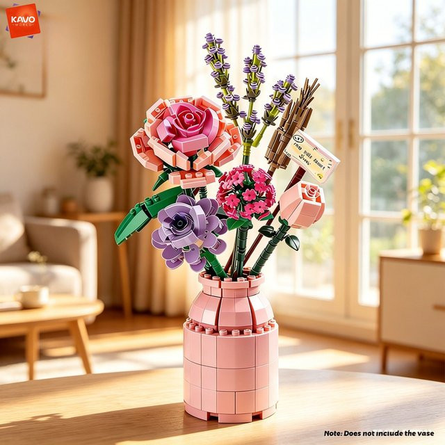 KAVOWORLD Rosen-Lavendel-Blumenstrauß, Bausteine, 544 Teile - Bild 1