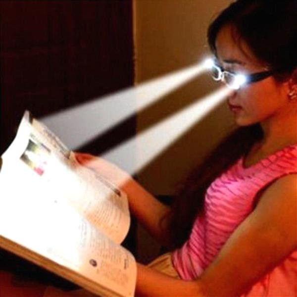 Unisex-Lesebrille mit LED-Licht, Dioptrien-Lupe 2.5, grau, Kunststoff, Vollrand, Rund - Bild 1
