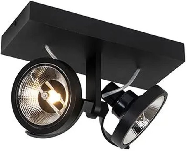 QAZQA Modernes 2-Licht Spot Master 111 in Schwarz, dimmbar und verstellbar, GU10 Deckenstrahler für Wohnzimmer und Küche - Bild 1