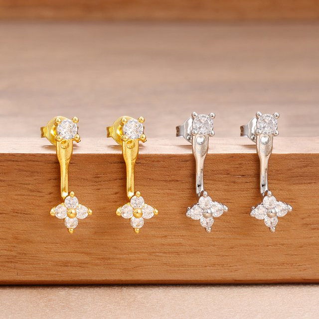 Maodane Ohrstecker Edelstahl, Zirkonia, Blume, Gold, Damen - Bild 1