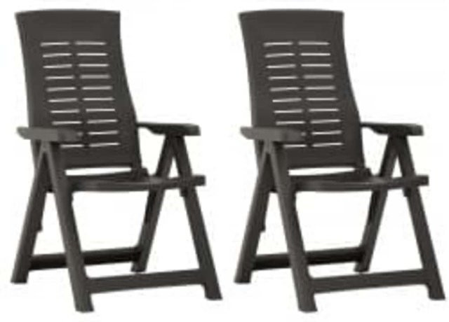 vidaXL 2er-Set verstellbare Gartenklappstühle aus Kunststoff in Anthrazit mit Armlehnen - Bild 1