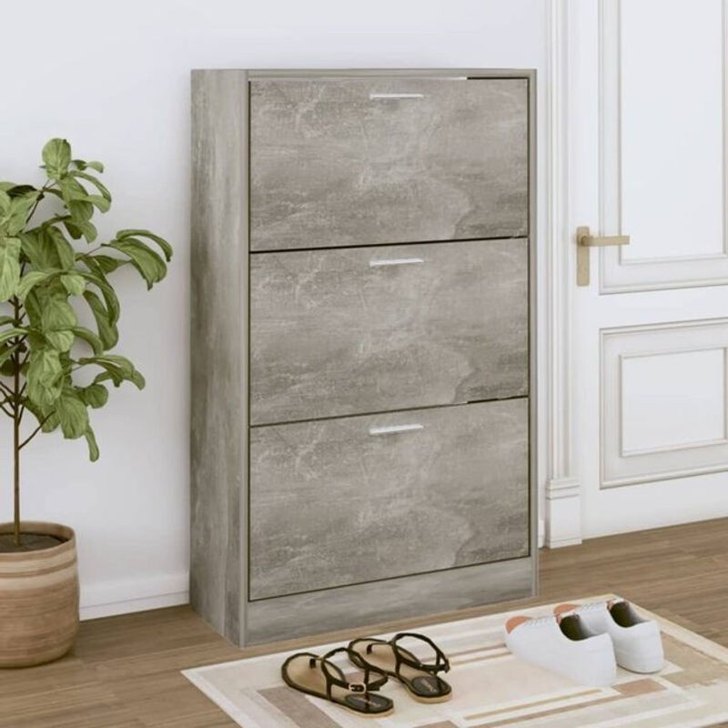 Modernes Vidaxl Schuhregal aus Holzwerkstoff in Grau mit Drehtüren, B/T/H: 63 x 24 x 103 cm - Bild 1