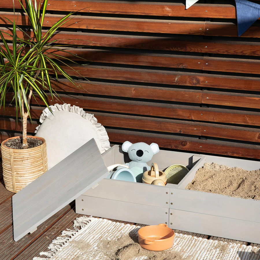 Muddy Buddy Sandkasten Space Saver aus Zypressenholz in Grau - Bild 4