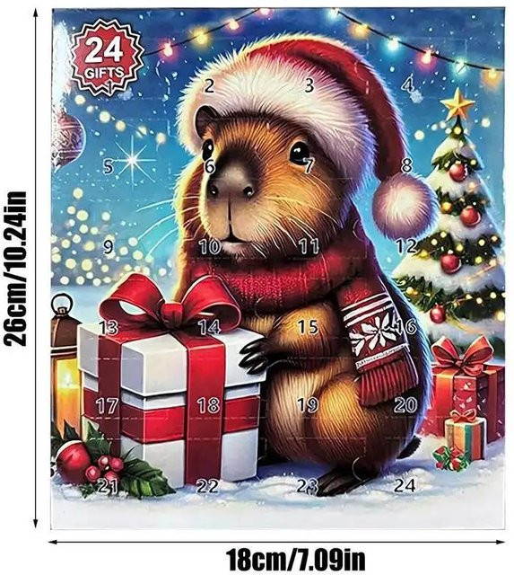Weihnachtskalender Capybara Adventsspielzeug für Kinder mit buntem Design von A Family Of Home Textiles - Bild 1