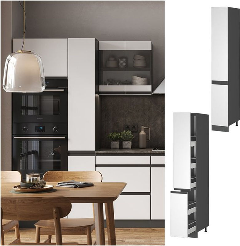 Vicco Apothekerschrank R-Line Medizinschrank für die Küche Weiß/Anthrazit B: 30 cm, H: 207 cm, T: 57,2 cm - Bild 2