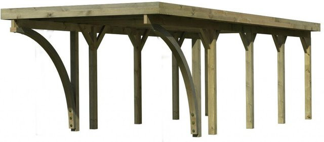 Karibu Einzelcarport Classic 3 Variante C mit zwei Einfahrtsbögen und StahlDach, B/T: 273 x 657,5 cm, natur-gruen - Bild 3