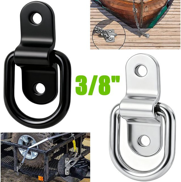 Lekefever D-Ringe aus Edelstahl in Silber als Befestigungslöcher und Spannringe für Auto, Boot, Anhänger und Wohnmobile - Bild 1