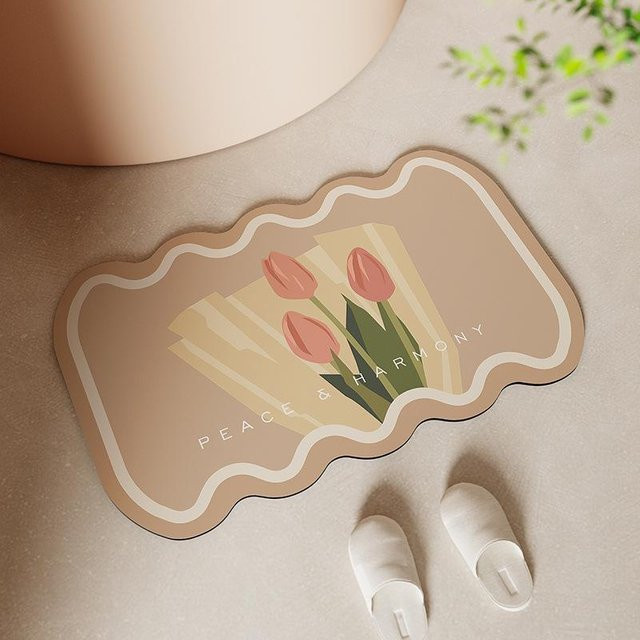Rutschfeste Kieselgur Saugmatte von Yiran Furniture für das Badezimmer, rechteckig, B/T: 60 x 40 cm - Bild 1