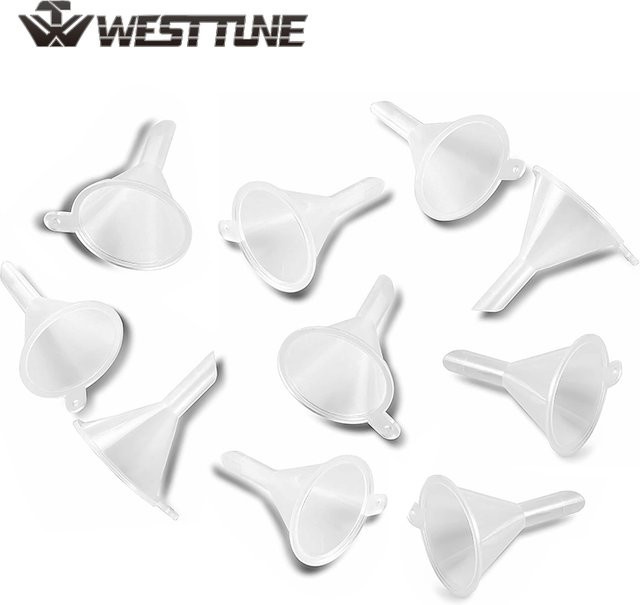 WESTTUNE 10er Set Mini-Trichter aus transparentem Kunststoff für Laborflaschen, ätherische Öle und Parfüm - Bild 1