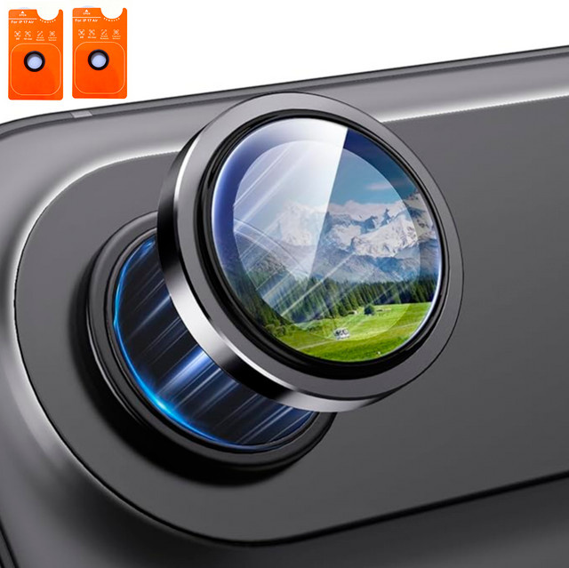 2er-Set Kameraobjektivschutz für Apple iPhone Air in Blau mit 9H gehärtetem Glas und Metall-Einzelringabdeckung - Bild 1