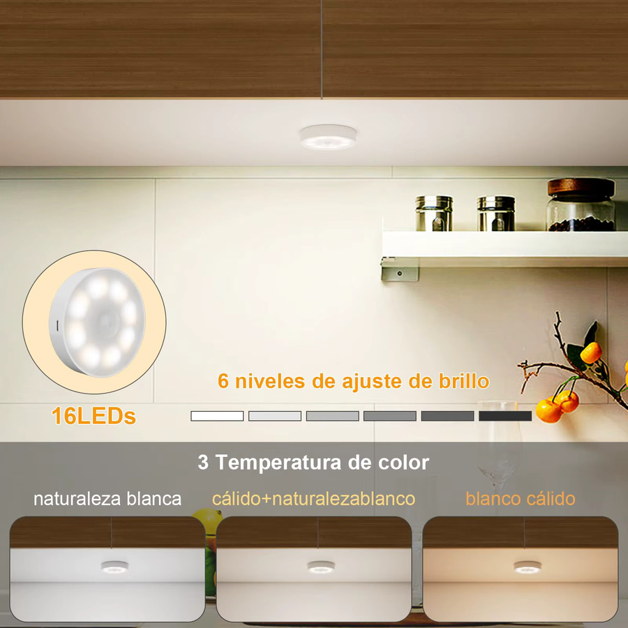 RTONTR LED-Nachtlicht mit intelligenter Körpersensorik, digitalem Sensorkopf und magnetischer Befestigung, kabellose augenschonende Nachtlampe - Bild 3