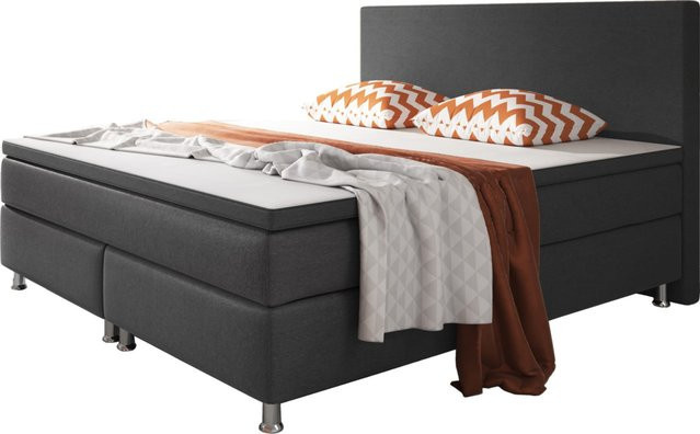 Inter Trading Boxspringbett Berlin in Anthrazit mit Taschenfederkern, B/T: 180 x 200 cm - Bild 1