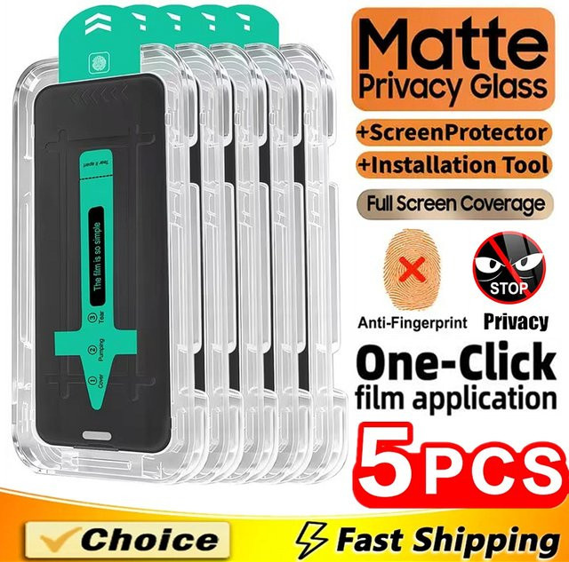 Arvin Matte Sichtschutz-Displayschutzfolie für iPhone 16, 15, 14, 13, 12, 11 Pro Max Plus XR XS, Transparent, Oleophobisch und Staubfrei - Bild 1