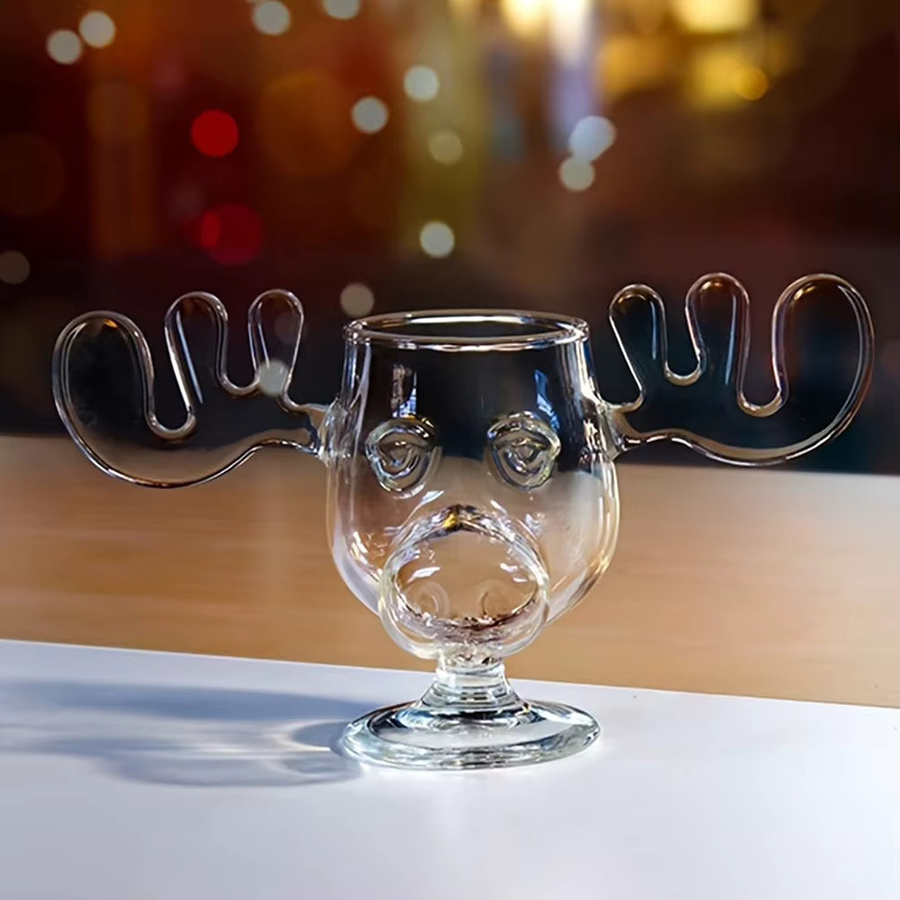 APWIKOGER Weihnachtstasse mit Rentierkopf aus Glas, transparent, 240 ml - Bild 3