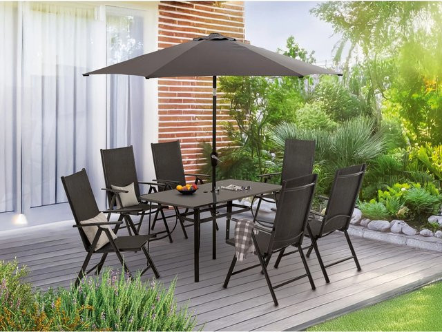 8-teilige moderne Sitzgruppe Townsville aus Aluminium in Anthrazit - Bild 1