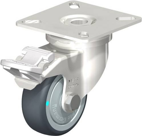 Blickle Lenkrolle LPXA-TPA 50KFD-FI mit Feststeller in Silber und Grau, Rad-Durchmesser: 50 mm, Tragfähigkeit: 50 kg - Bild 1
