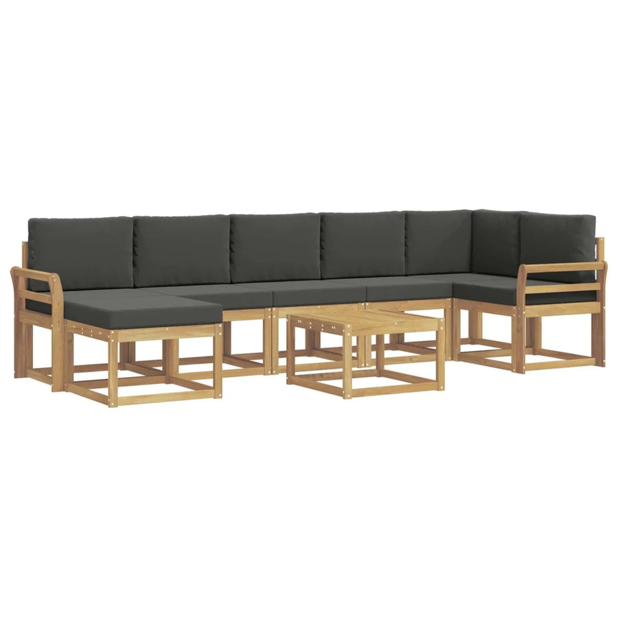 vidaXL Outdoor-Sofagarnitur 8-teilig aus Akazienholz mit Polstern in Weiß und Anthrazit - Bild 2
