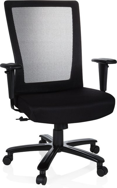 hjh OFFICE XXL EXTENDER Drehstuhl in Schwarz mit Armlehnen aus Stoff und Netzstoff, höhenverstellbar - Bild 1