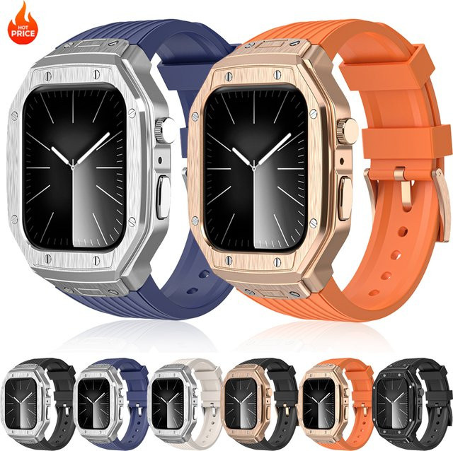 CAOWTAN Uhrenarmband Modifikationskit, Metallgehäuse, TPU-Armband, Silber, Unisex - Bild 1