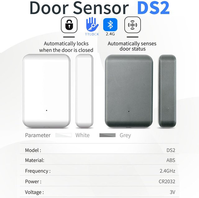 LUCKING DOOR DS2/DS3 Tür- und Fenstersensor in Weiß mit kabelloser APP-Fernbedienung für Smart Home Alarmsysteme - Bild 1