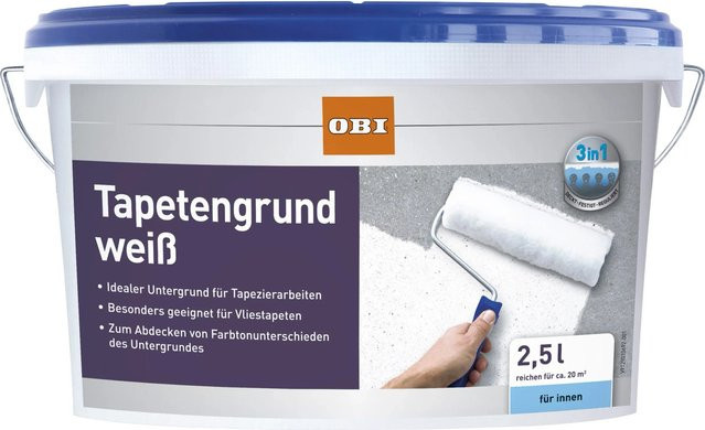 OBI Tapetengrund Weiß wasserbasiert und lösungsmittelfrei 2,5 l - Bild 1