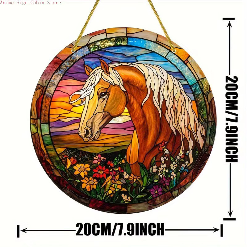 Potdemiel Suncatcher Acrylschild mit Tier- und Blumenmotiv, Rund, Mehrfarbig, Durchmesser: 20 cm - Bild 2