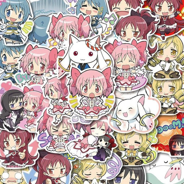 48 Stück Kawaii Anime Puella Magi Madoka Magica Aufkleber Set mit Kaname Madoka und Akemi Homura Decals in Multicolour für Laptop und Handy von Binchi Outdoor Product - Bild 1