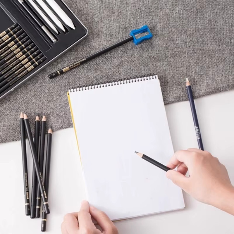 NYONI Skizzen-Bleistift-Set mit Eisenbox, professionelles Zeichenset mit Graphitstiften und Kohlestiften für Anfänger und Profis - Bild 5