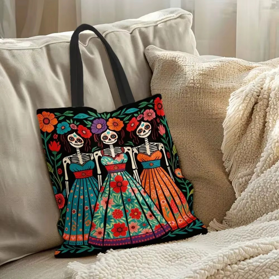 VIKAMA Floral Art Canvas-Tragetasche, doppelseitig und wiederverwendbar, multicolour - Bild 2