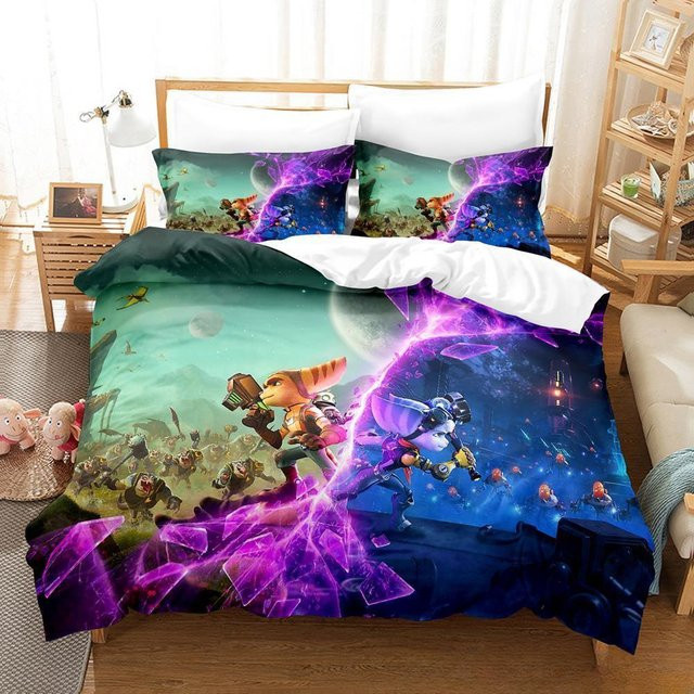 Ratchet & Clank Rift Apart Bettwäsche-Set mit 3D-Druck, Mikrofaser, Mehrfarbig, B/H: 140 x 210 cm - Bild 1