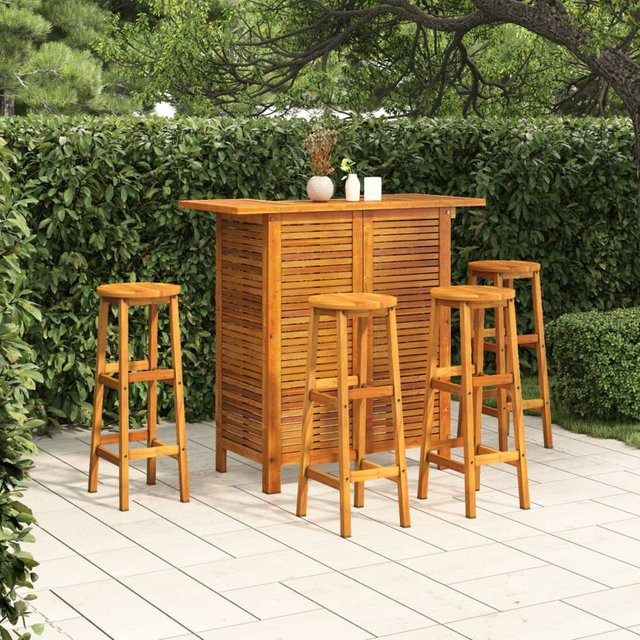 vidaXL 5-tlg Gartenbar-Set aus Akazien-Massivholz in Braun - Bild 2