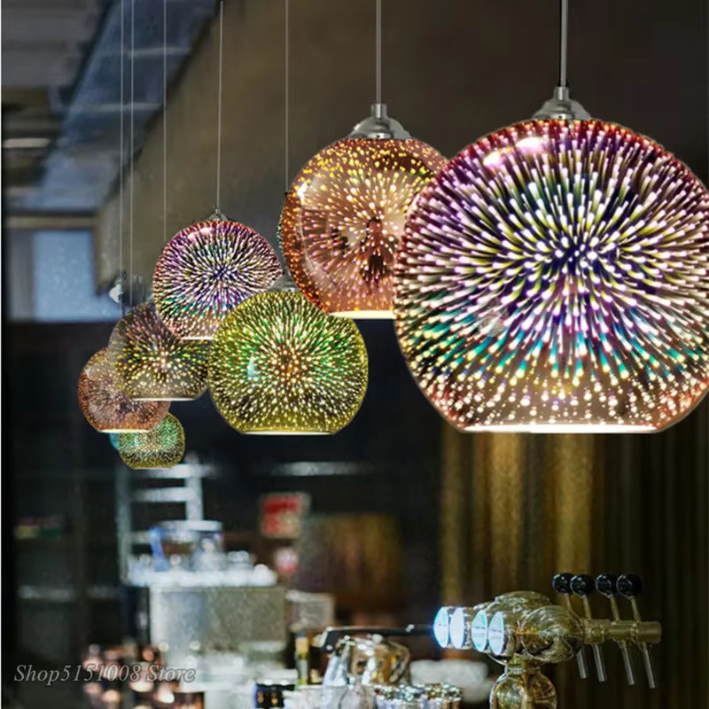 LZPZ RUI Moderne 3D-Pendelleuchte aus Glas in Multicolour mit Feuerwerksdesign als kreative Hängelampe für Wohnzimmer und Esszimmer - Bild 2