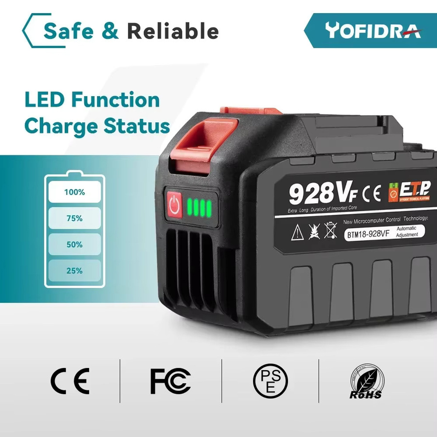 Yofidra Lithium-Ionen Akku 22500mAh für 21V elektrische Elektrowerkzeuge, Farbe: Schwarz - Bild 3