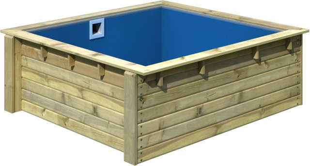 KARIBU Kids Pool aus Holz und PVC, quadratisch, B/T/H: 243 x 223 x 78 cm - Bild 1