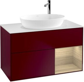 V&B Waschtischunterschrank Finion 100 mit Ablageplatte in Weiß und offener Regalfläche, Breite: 100 cm, Höhe: 50,1 cm, Tiefe: 50,1 cm - Bild 1