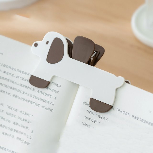 Tragbarer Hund Buchhalter Clip aus Kunststoff in Gelb oder Weiß - Bild 1