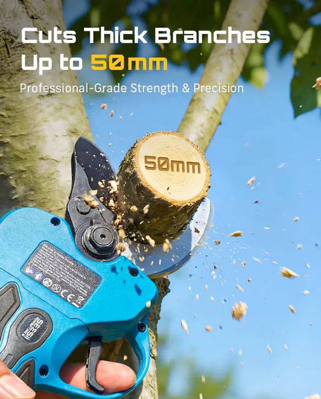Seesii Bürstenlose Elektrische Gartenschere 800W mit 50mm Schneidkapazität in Blau, kompatibel mit Makita LXT 18V Akku, ideal für Obstbäume und Bonsai - Bild 4