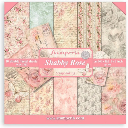 Stamperia Scrapbooking Pad Shabby Rose in Pink und Multicolour