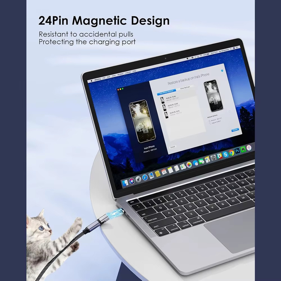 Magnetischer USB-C-Adapter mit 80 Gbit/s Datenübertragung, 8K Video und 240 W PD Schnellladung, USB4.0 Typ-C Mini-Konverter in Schwarz - Bild 4