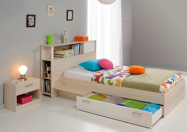 Parisot Jugendbett Charly 17 mit Anstellregal und Nachtkommode in Weiß - Bild 1
