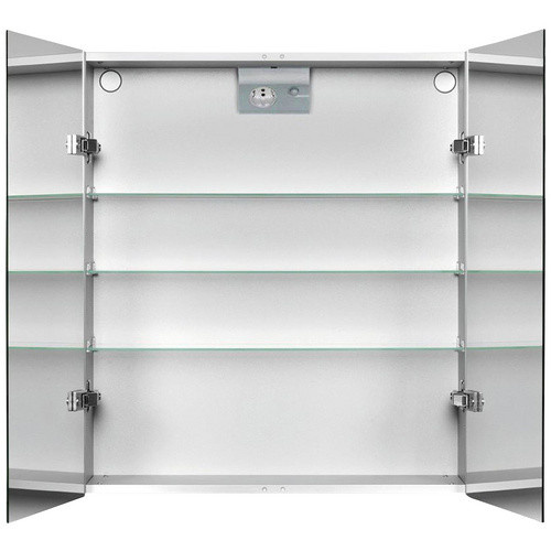 JOKEY Spiegelschrank Cantalu, 3-türig mit LED-Beleuchtung und Regalen, silberfarben, B: 67 cm, H: 73,5 cm, T: 16,5 cm - Bild 1