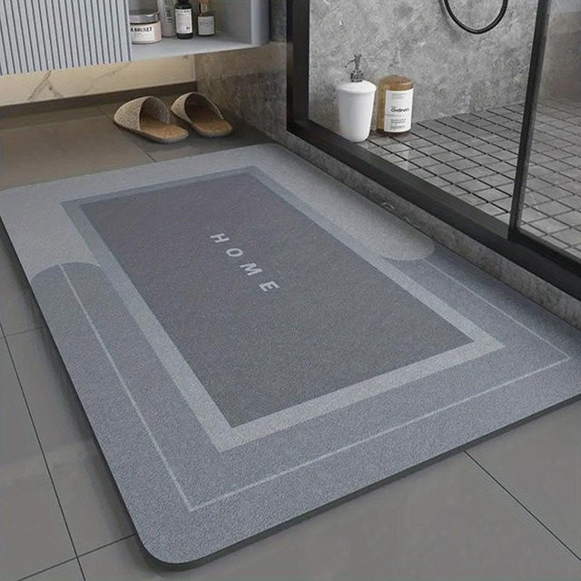Saugfähige und schnelltrocknende Badezimmer-Fußmatte von Yiran Furniture in Grau, B/B: 60 x 40 cm - Bild 1