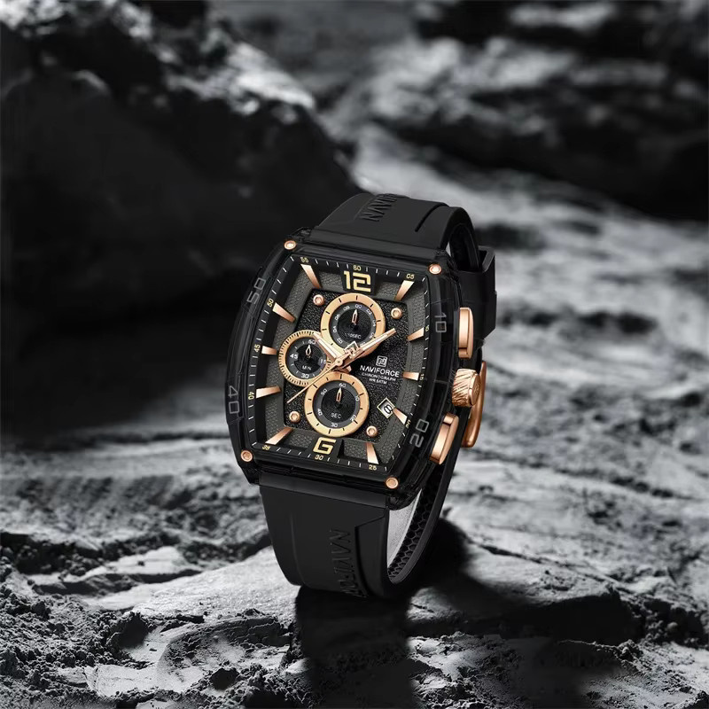 NAVIFORCE Armbanduhr Quarz, Silikon, Schwarz, Herren - Bild 5