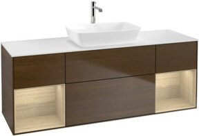 V&B Waschtischunterschrank Finion mit Wandbeleuchtung, Farbe: Weiß/Eiche, Breite: 160 cm, Tiefe: 50,1 cm, Höhe: 50,1 cm - Bild 1