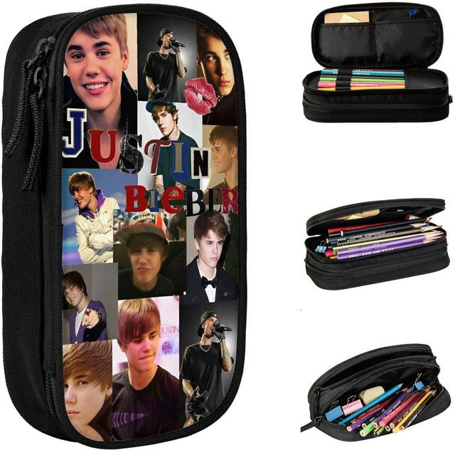ThrowbackTrove Federmäppchen Justin Bieber Hiphop Stifthalter mit großem Fassungsvermögen, Braun, B/H/T: 21 x 10,5 x 5 cm - Bild 1