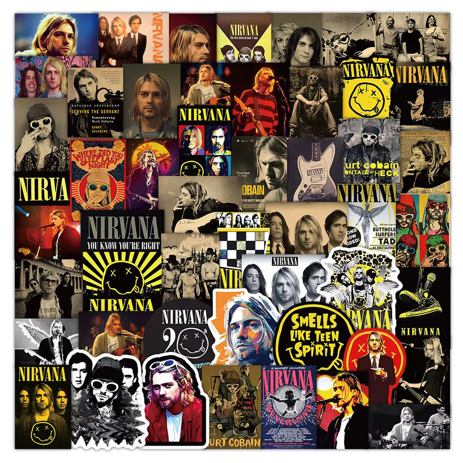 52 Stück Nirvana Band Aufkleber Set in Multicolour für Laptop, Handyhülle und Gitarre - Bild 2